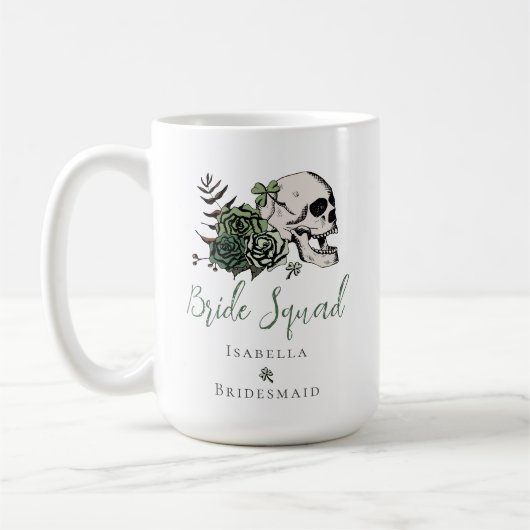 アイルランドの花嫁チーム ゴシックグリーン スカル&ローズ コーヒーマグカップ (左)