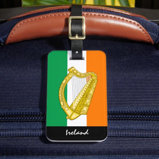 アイルランドの荷物タグ、ハープ、愛国心、アイルランド国旗 ラゲッジタグ (正面インサイチュ2)