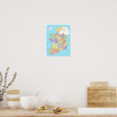 アイルランドの詳細地図 ポスター (キッチン)
