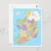 アイルランドの詳細地図 ポストカード (正面/裏面)