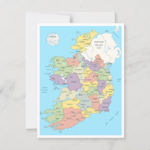 アイルランドの詳細地図 ポストカード