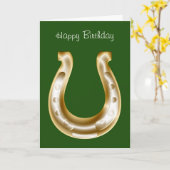 アイルランドの誕生日カードと金ゴールドの馬蹄付き カード (黄色い花)