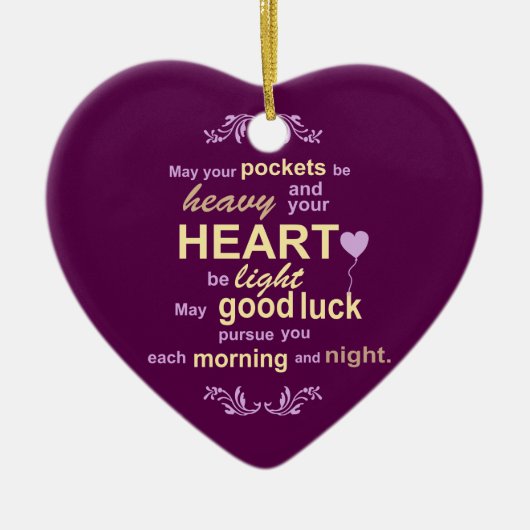 アイルランドの豊富の幸福および幸運の天恵 セラミックオーナメント (正面)