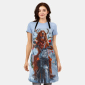 アイルランドの赤いセッタードウッグにオートバイのクリスマスに乗る エプロン (着用した状態)