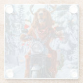 アイルランドの赤いセッタードウッグにオートバイのクリスマスに乗る ガラスコースター (裏面)