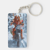 アイルランドの赤いセッタードウッグにオートバイのクリスマスに乗る キーホルダー (裏面)