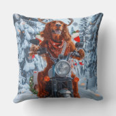 アイルランドの赤いセッタードウッグにオートバイのクリスマスに乗る クッション (裏面)