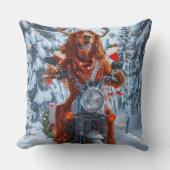 アイルランドの赤いセッタードウッグにオートバイのクリスマスに乗る クッション (正面)