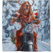 アイルランドの赤いセッタードウッグにオートバイのクリスマスに乗る シャワーカーテン (正面)