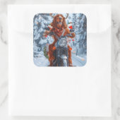 アイルランドの赤いセッタードウッグにオートバイのクリスマスに乗る スクエアシール (バッグ)