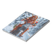 アイルランドの赤いセッタードウッグにオートバイのクリスマスに乗る ノートパッド (回転)