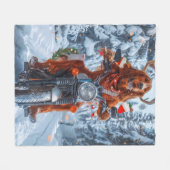 アイルランドの赤いセッタードウッグにオートバイのクリスマスに乗る フリースブランケット (正面(横))