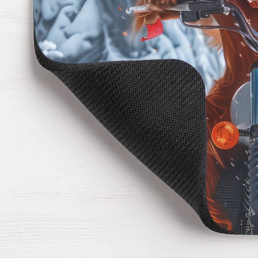 アイルランドの赤いセッタードウッグにオートバイのクリスマスに乗る マウスパッド (コーナー)