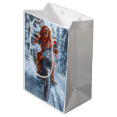 アイルランドの赤いセッタードウッグにオートバイのクリスマスに乗る ミディアムペーパーバッグ (裏面アングル)