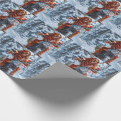 アイルランドの赤いセッタードウッグにオートバイのクリスマスに乗る ラッピングペーパー (角)