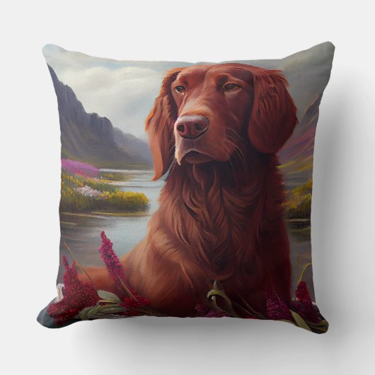 アイルランドの赤がパドルに乗る:風光明媚な冒険 クッション (正面)