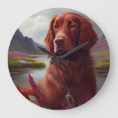 アイルランドの赤がパドルに乗る:風光明媚な冒険 ラージ壁時計 (正面)