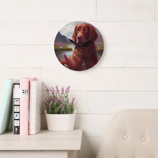 アイルランドの赤がパドルに乗る:風光明媚な冒険 ラージ壁時計 (読書スペース)