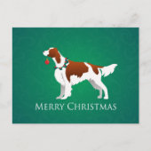 アイルランドの赤と白セッターのメリークリスマスのデザイン シーズンポストカード (正面)