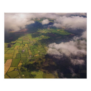 アイルランドの農地パッチワーク - 空中風景プリント ポスター