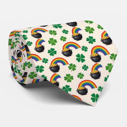 アイルランドの金のポットとシャムロック ネクタイ (ロール)