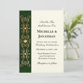 アイルランドの金ゴールドシャムロックオングリーンクリスチャン結婚ズ 招待状 (スタンド正面)