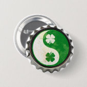 アイルランドの陰陽のシャムロックボタン 缶バッジ (正面&裏面)