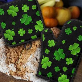 アイルランドの4枚葉クローバーパターン 鍋つかみ&鍋敷きセット