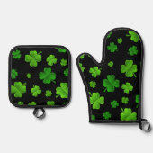 アイルランドの4枚葉クローバーパターン 鍋つかみ&鍋敷きセット (正面)