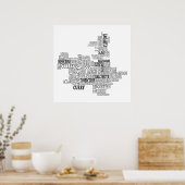 アイルランドのCo. Sligoのブラックタイポグラフィ地図 ポスター (キッチン)