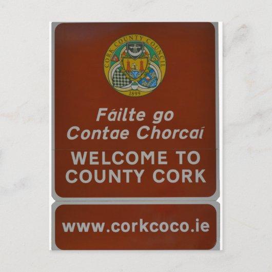 アイルランドのCounty Corkへようこそ ポストカード (正面)