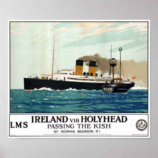 アイルランドのHolyheadが復元されたヴィンテージ旅行ポスター ポスター (正面)