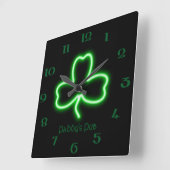 アイルランドをテーマにしたシャムロックパーソナライズされたパブネオンサイン スクエア壁時計 (傾斜)