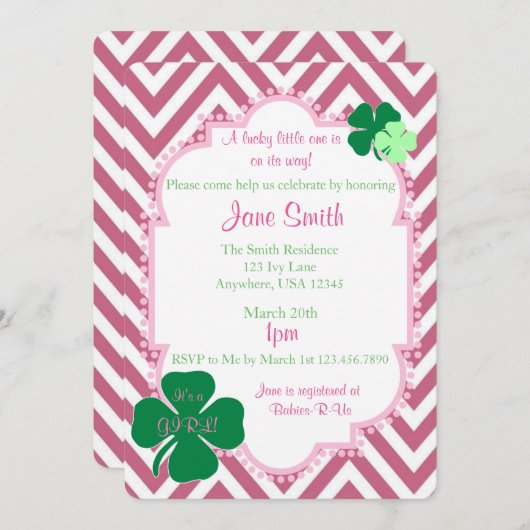 アイルランドをテーマにした幸運な小さな赤ちゃんのシャワー招待状 招待状 (正面/裏面)