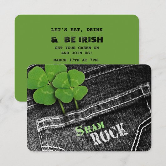 アイルランドを食べ、飲み、楽しむセントパトリックデーパーティー 招待状 (正面/裏面)