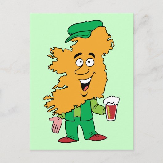 アイルランドアイリッシュヴィンテージ旅行記念品風刺画 ポストカード (正面)