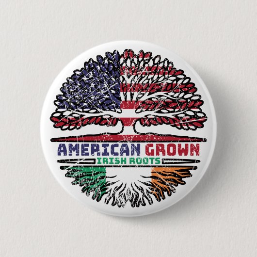 アイルランドアイリッシュUSアメリカ合衆国統一された州ツリー 缶バッジ (正面)