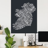 アイルランドアイレシティ文字の地図 ポスター (ホームオフィス)