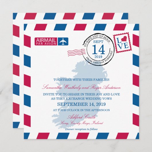 アイルランドエアメ結婚ール 招待状 (正面/裏面)