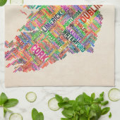 アイルランドエール都市文字地図 キッチンタオル (折り畳み)