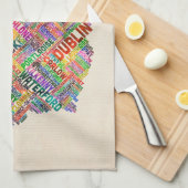 アイルランドエール都市文字地図 キッチンタオル (四つ折り)