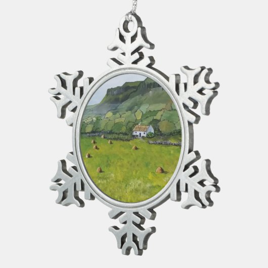 アイルランドオーナメントクリスマスホリデー スノーフレークピューターオーナメント (右)