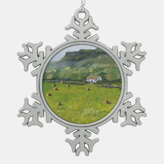 アイルランドオーナメントクリスマスホリデー スノーフレークピューターオーナメント (正面)