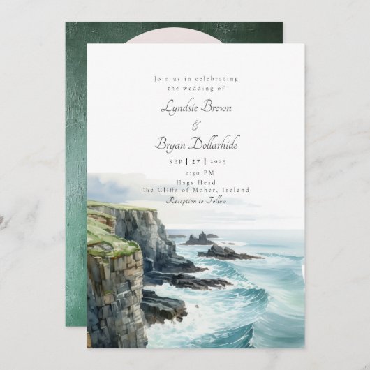 アイルランドクリフスオブモハー結婚式招待状 招待状 (正面/裏面)