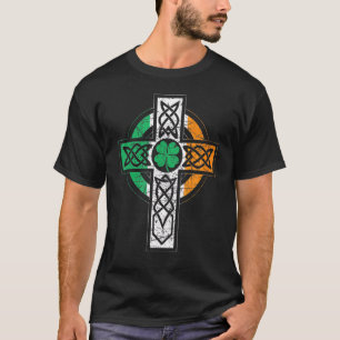 アイルランドケルト結び目模様クリスチャンクロスアイルランド国旗Sha Tシャツ