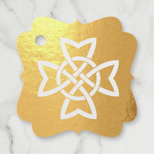 アイルランドケルト結び目模様絡み合いループ金ゴールド フェイバータグ (正面)