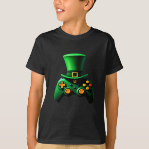 アイルランドゲーマー少年セントパトリックビデオゲームコントローラー Tシャツ