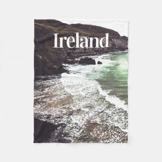 アイルランドザクリフスオブモハーグリーンモハークリフ フリースブランケット (正面)