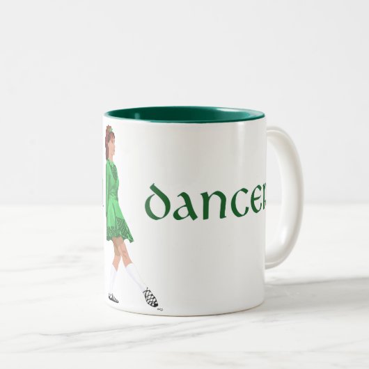 アイルランドステップダンサー - ソフトシューズ - 緑 ツートーンマグカップ (正面右)