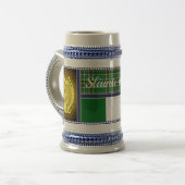 アイルランドタータンチェック/国旗のハープ、緑のシャムロック ビールジョッキ (正面左)